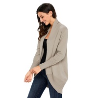 Azura Exchange Khaki Super Soft Long Sleeve Open Cardigan - 2XL thumbnail