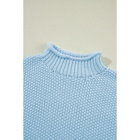 Iceland Blue High Neck Bat Short Sleeve Sweater - L thumbnail