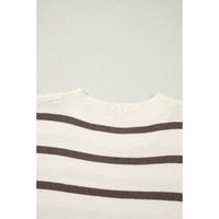 Azura Exchange Brown Stripe Side Slits Crewneck Short Sleeve Sweater Tee - XL thumbnail