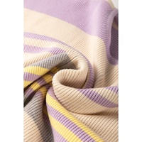 Purple Stripe Borderline Rib Knit Cuffed Dolman Sleeve Sweater - S thumbnail