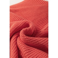 Flamingo Solid Textured Knitted Notch V Neck Sweater T Shirt - XL thumbnail
