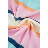 Multicolour Striped Color Block Flutter Sleeve Patchwork Sweater Top - L thumbnail