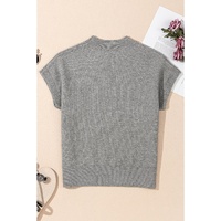 High Flower Pattern Ribbed Trim Short Sleeve Boxy Sweater - XL thumbnail