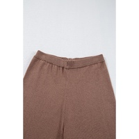 Straw Yellow High Waist Straight Leg Knitted Pants - M thumbnail