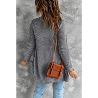 Dark Gray Front Pocket and Buttons Closure Cardigan - S thumbnail
