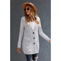 Gray Front Pocket and Buttons Closure Cardigan - M thumbnail