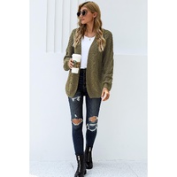 Olive Chunky Wide Long Sleeve Knit Cardigan - XL thumbnail