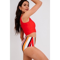 Square Neck Sleeveless Fashion Print Tankini Set - S thumbnail