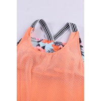 Azura Exchange Orange Printed Splicing Racerback Tankini - 2XL thumbnail