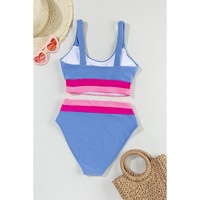 Light Blue Colorblock High Waisted Bikini Swimsuit - S thumbnail