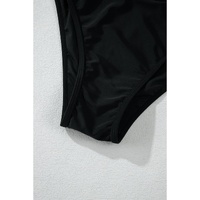 Black Sheer Mesh Edged Halter V Neck Push Up Bikini - S thumbnail