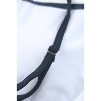 Navy Blue Ribbed Drawstring Sides Cutout One Piece Swimsuit - 2XL thumbnail