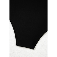 Black Leopard 2-tone Crossed Cutout Backless Monokini - S thumbnail