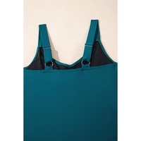 Sea Green Adjustable Straps Cutout Ruched Knot Slit One Piece Swim Dress - XL thumbnail