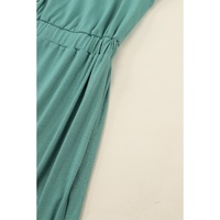 Green Button Up High Waist Long Sleeve Dress - S thumbnail