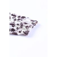 Brown Waffle Knit Leopard Patchwork Long Sleeve Dress - S thumbnail