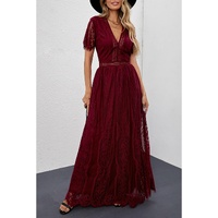 Red Blue Fill Your Heart Lace Maxi Dress - S thumbnail