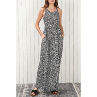 Azura Exchange Gray Leopard Print Pocketed Sleeveless Maxi Dress - M thumbnail