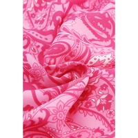 Pink Paisley Print Boho Holiday Ruffle Tiered Maxi Dress - L thumbnail