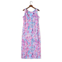 Azura Exchange Purple Abstract Floral Print Sleeveless Maxi Dress - XL thumbnail