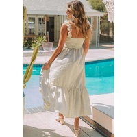 Khaki Plaid Ruffled Sleeve Smocked Maxi Dress - XL thumbnail