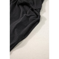 Black V Neck Hidden Pocket Splits Maxi T-shirt Dress - L thumbnail