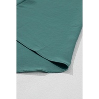 Blackish Green Solid Color V Neck Wrap Pleated Short Sleeve Maxi Dress - M thumbnail