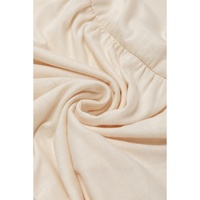 Beige Embellished Puff Sleeve Tiered A-line Dress - L thumbnail