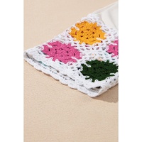 White Floral Crochet Splicing Sleeve T Shirt Dress - L thumbnail