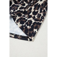 Light French Beige Leopard Print Colorblock Frill Trim T-shirt Dress - M thumbnail