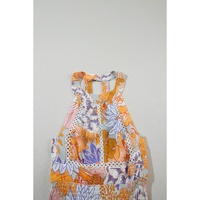 Orange Boho Floral Backless Lace up Sleeveless Maxi Dress - L thumbnail