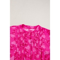 Rose Red Floral Print Pleated Drawstring Flowy Midi Dress - XL thumbnail