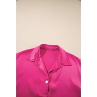 Rose Red Buttoned Collar Shift T-shirt Mini Dress - S thumbnail
