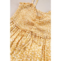Yellow Frilly Smocked High Waist Floral Maxi Dress - S thumbnail