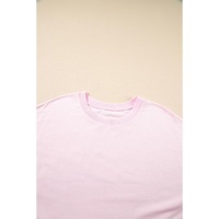 Light Pink Solid Color Pocketed Raw Edge Babydoll Dress - L thumbnail