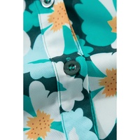Green Floral Tiered Long Puff Sleeve Shirt Dress - S thumbnail