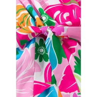 Green Multicolor Botanical Bubble Sleeve Mini Dress - L thumbnail
