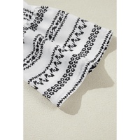Black Stripe V Neck Bell Sleeve High Waist Mini Dress - S thumbnail