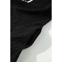 Black Jacquard Textured Quarter Zipper Shift Mini Dress - M thumbnail