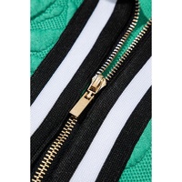 Sea Green Jacquard Textured Quarter Zipper Shift Mini Dress - S thumbnail