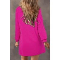 Rose Red Jacquard Textured Quarter Zipper Shift Mini Dress - S thumbnail