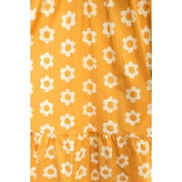 Yellow Flower Print Bracelet Sleeve Buttons Collared Maxi Dress - S thumbnail