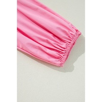 Bright Pink Balloon Sleeve Button Up Mini Shirt Dress - L thumbnail