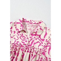 Pink Leopard Print Loose Fit Babydoll Mini Dress - M thumbnail