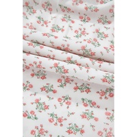 White Floral Print Shirred Ruffled Hem Square Neck Midi Dress - S thumbnail