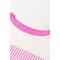 Phalaenopsis Striped Patchwork Three Quarters Sleeve Loose Mini Dress - S thumbnail