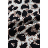 Khaki Cheetah Print Backless V Neck Loose Fit Mini Dress - L thumbnail