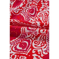 Red Paisley Print Side Slit Puff Sleeve High Waist Maxi Dress - L thumbnail