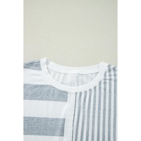 Azura Exchange Gray Stripe Mixed Printed Short Sleeve Shift Mini T Shirt Dress - L thumbnail