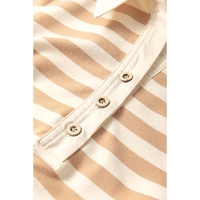 Khaki Stripe Two-in-one Collared Cap Sleeve Patchwork Loose Mini Dress - L thumbnail
